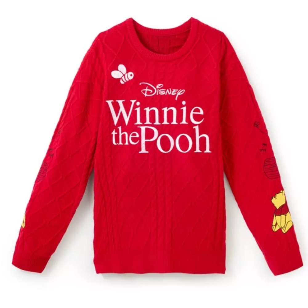 Disney Parks Size L Winnie the Pooh Cable-Knit Sweater for Adults Exclusive NWT